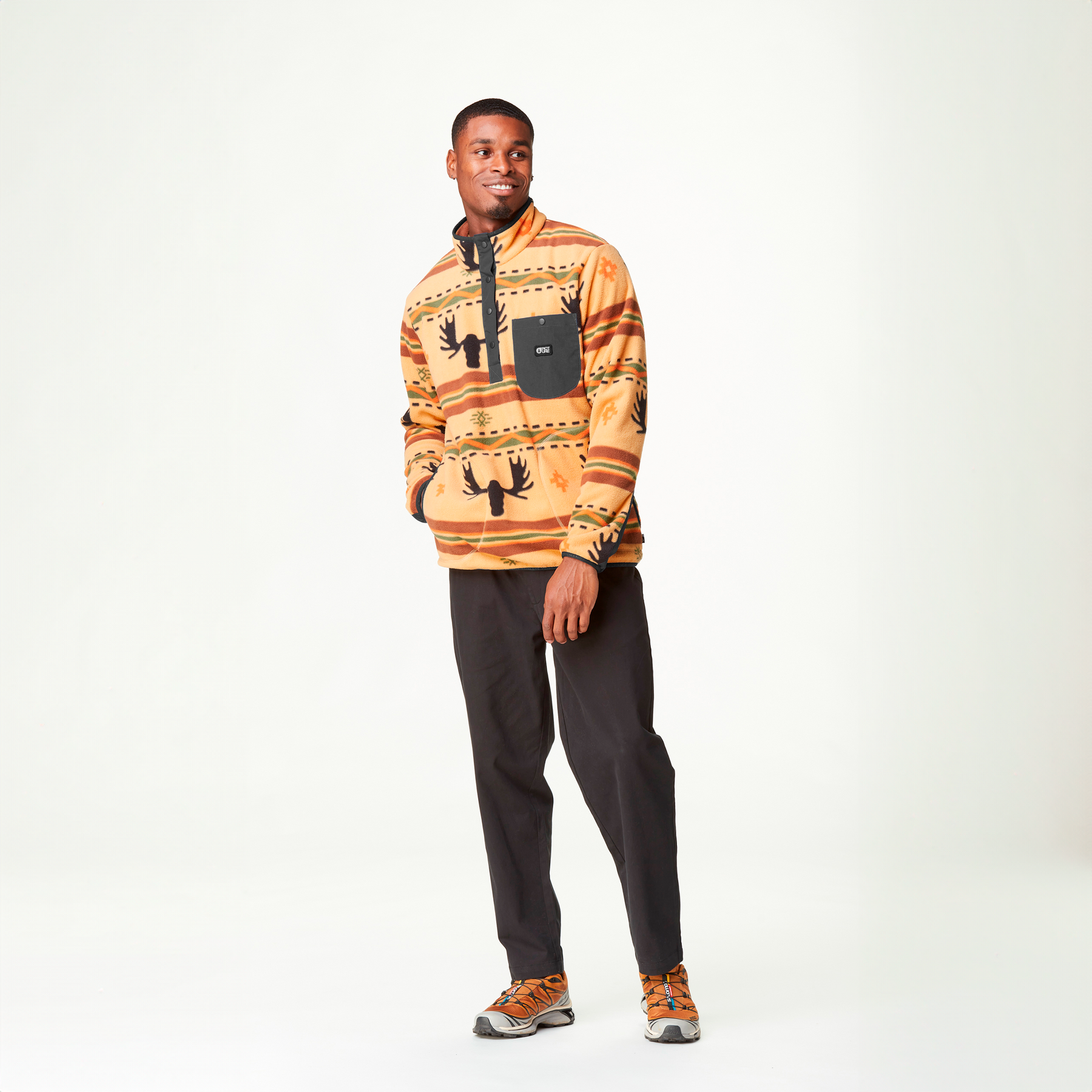 ORAVIK 1/4 FLEECE __color:Elk_Print#0