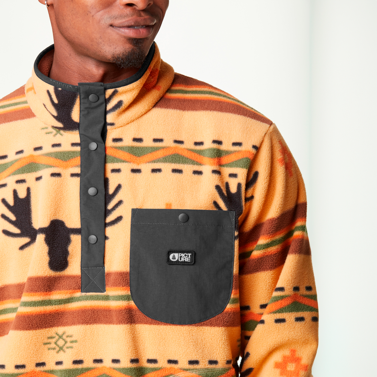 ORAVIK 1/4 FLEECE __color:Elk_Print#3
