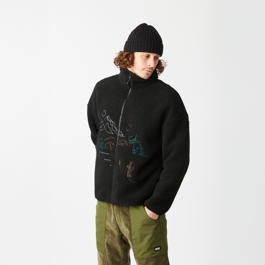 HAFDALS EMB ZIP FLEECE __color:Black#1