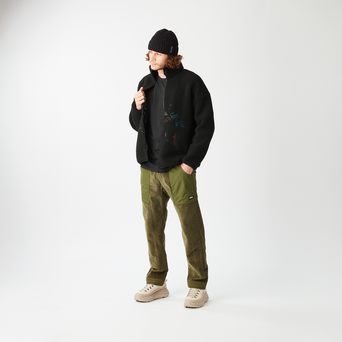 HAFDALS EMB ZIP FLEECE __color:Black#6