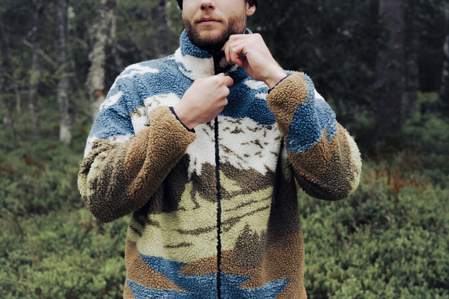 HAFDALS ZIP FLEECE __color:Cloudy_Landsc_Sherpa_M#4