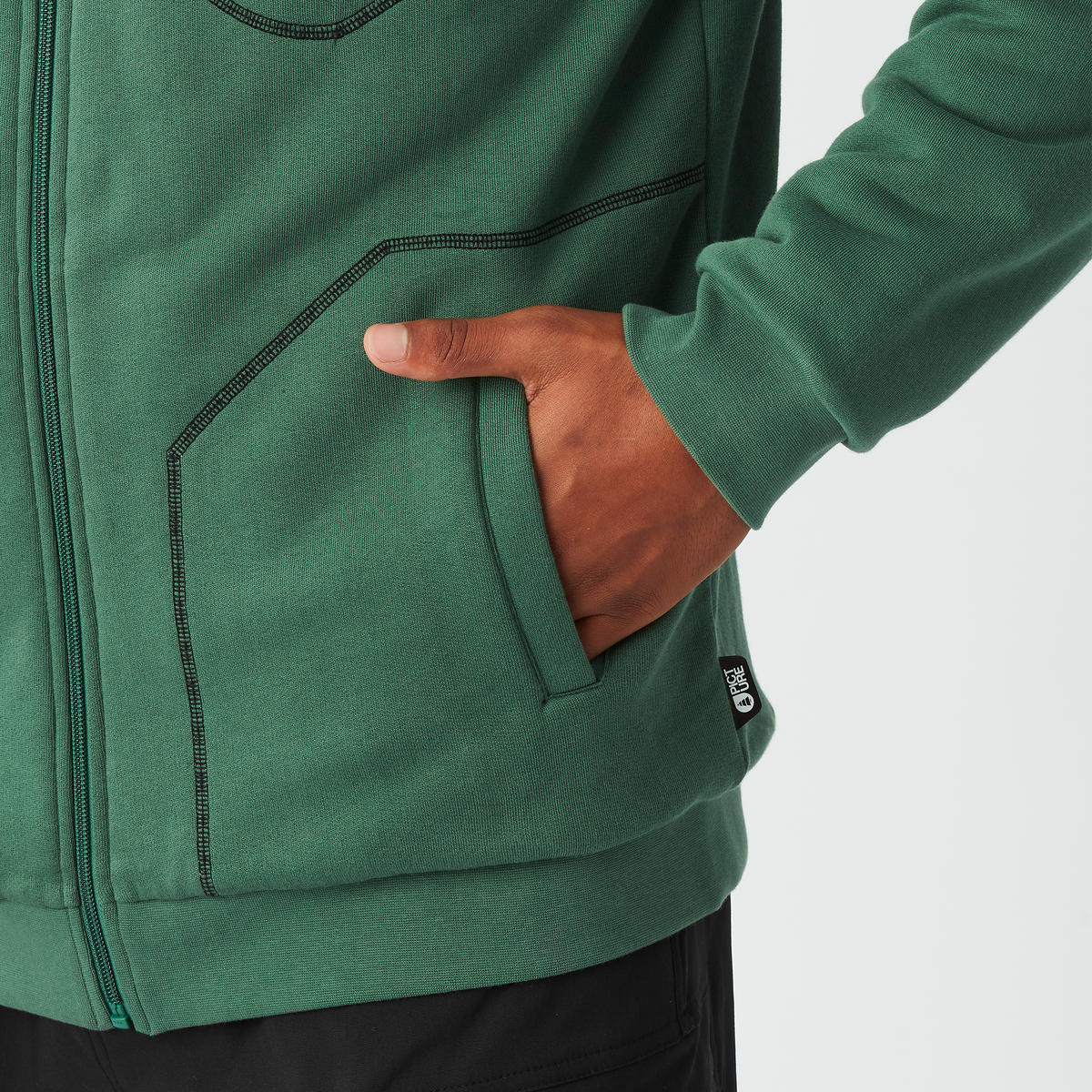 BASEMENT PLUSH ZIP HOODIE __color:Smoke_Pine#14