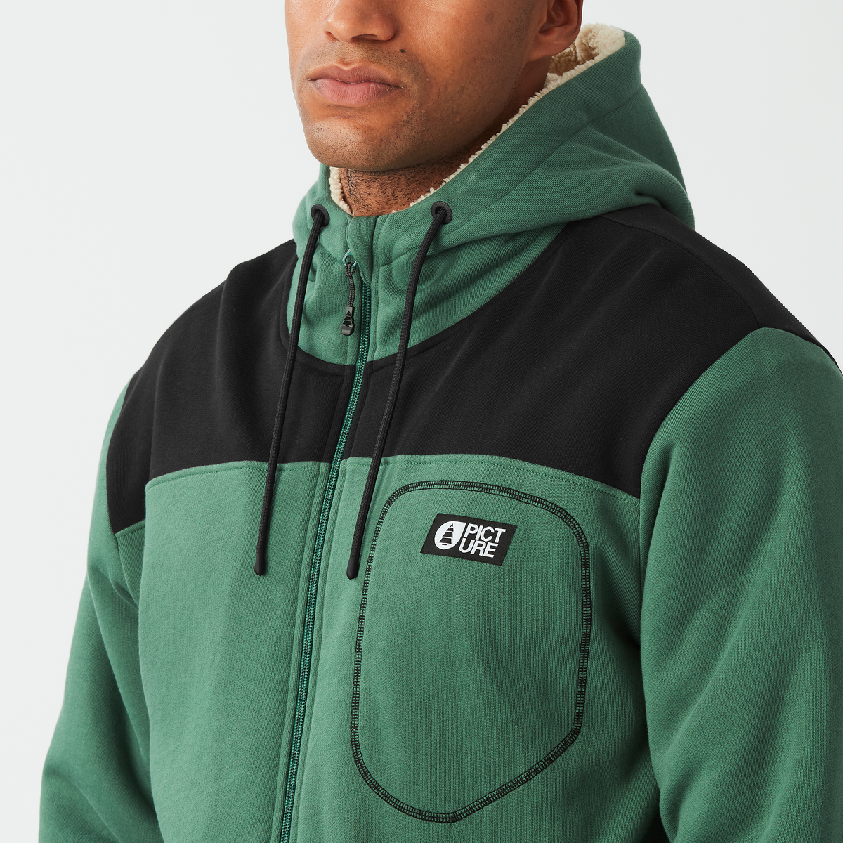 BASEMENT PLUSH ZIP HOODIE __color:Smoke_Pine#10