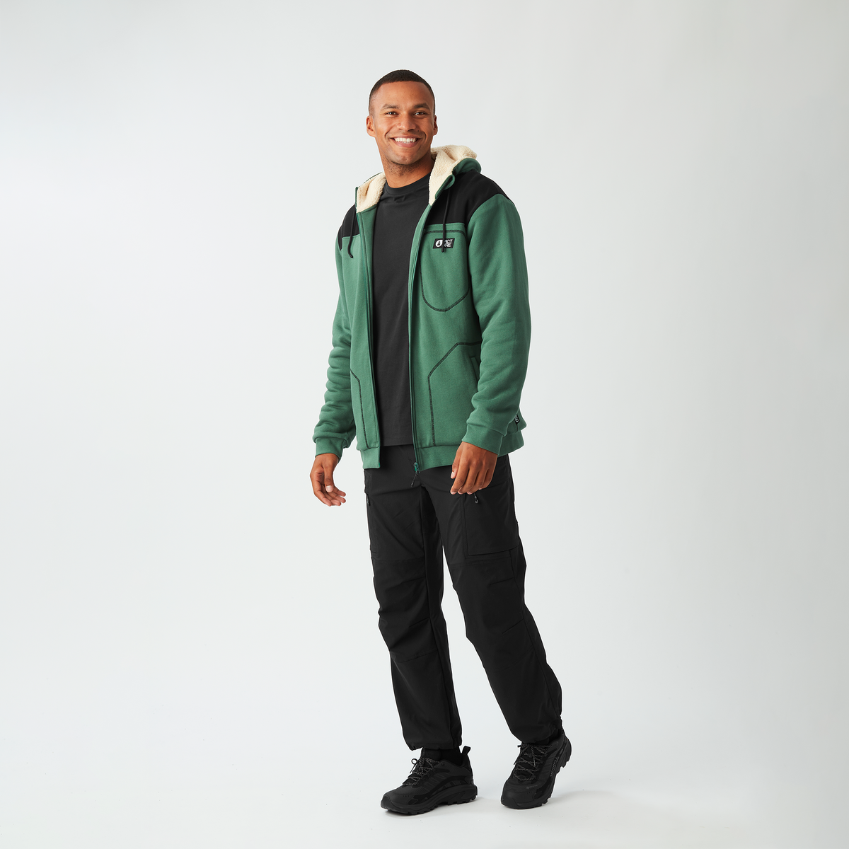 BASEMENT PLUSH ZIP HOODIE __color:Smoke_Pine#12