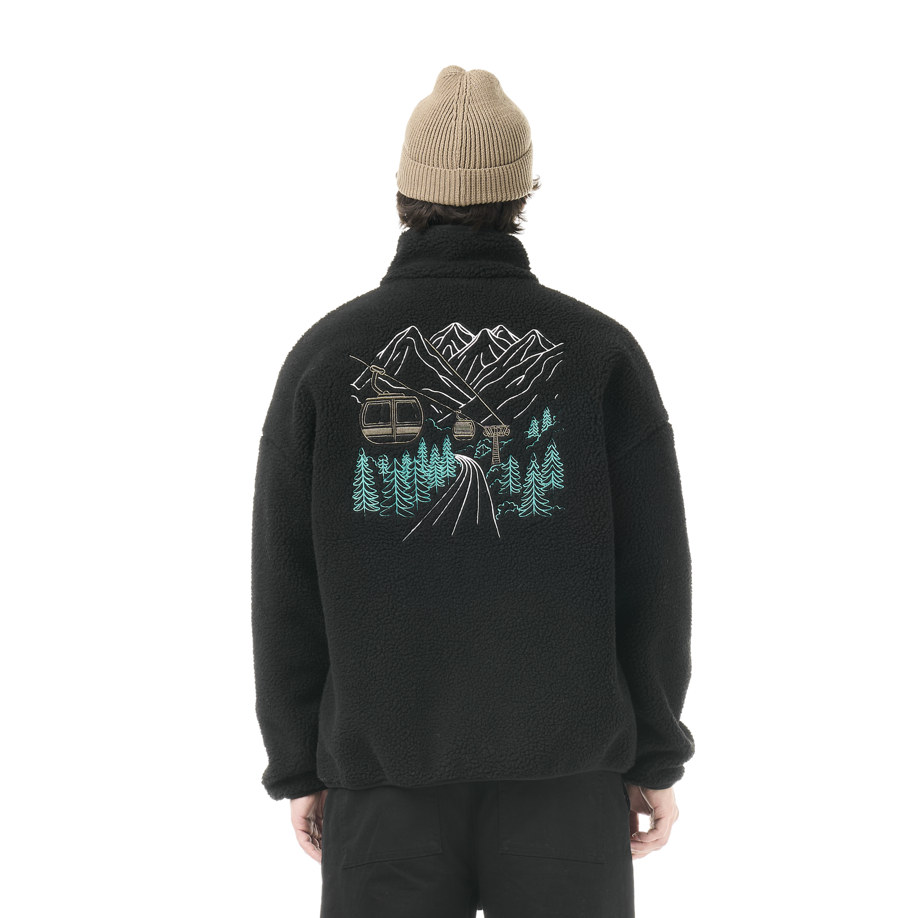 HAFDALS EMB ZIP FLEECE __color:Black#2