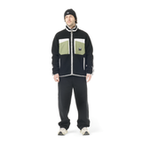 PMBTON ZIP FLEECE __color:Black_/_Olivine#1