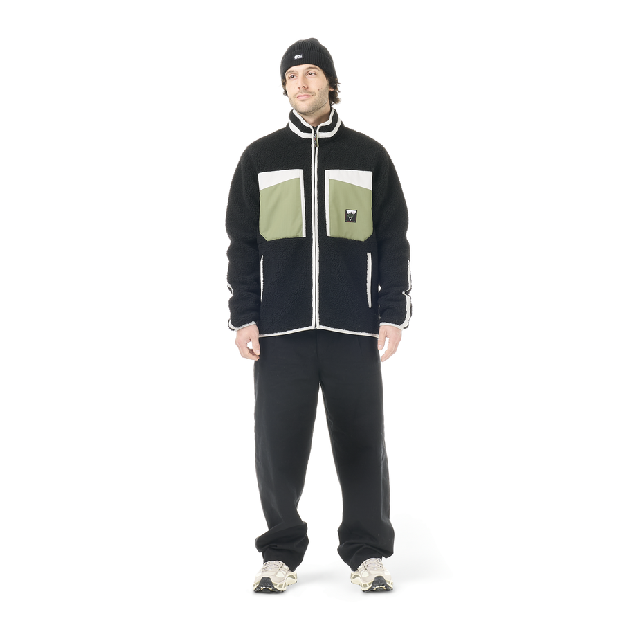 PMBTON ZIP FLEECE __color:Black_/_Olivine#1