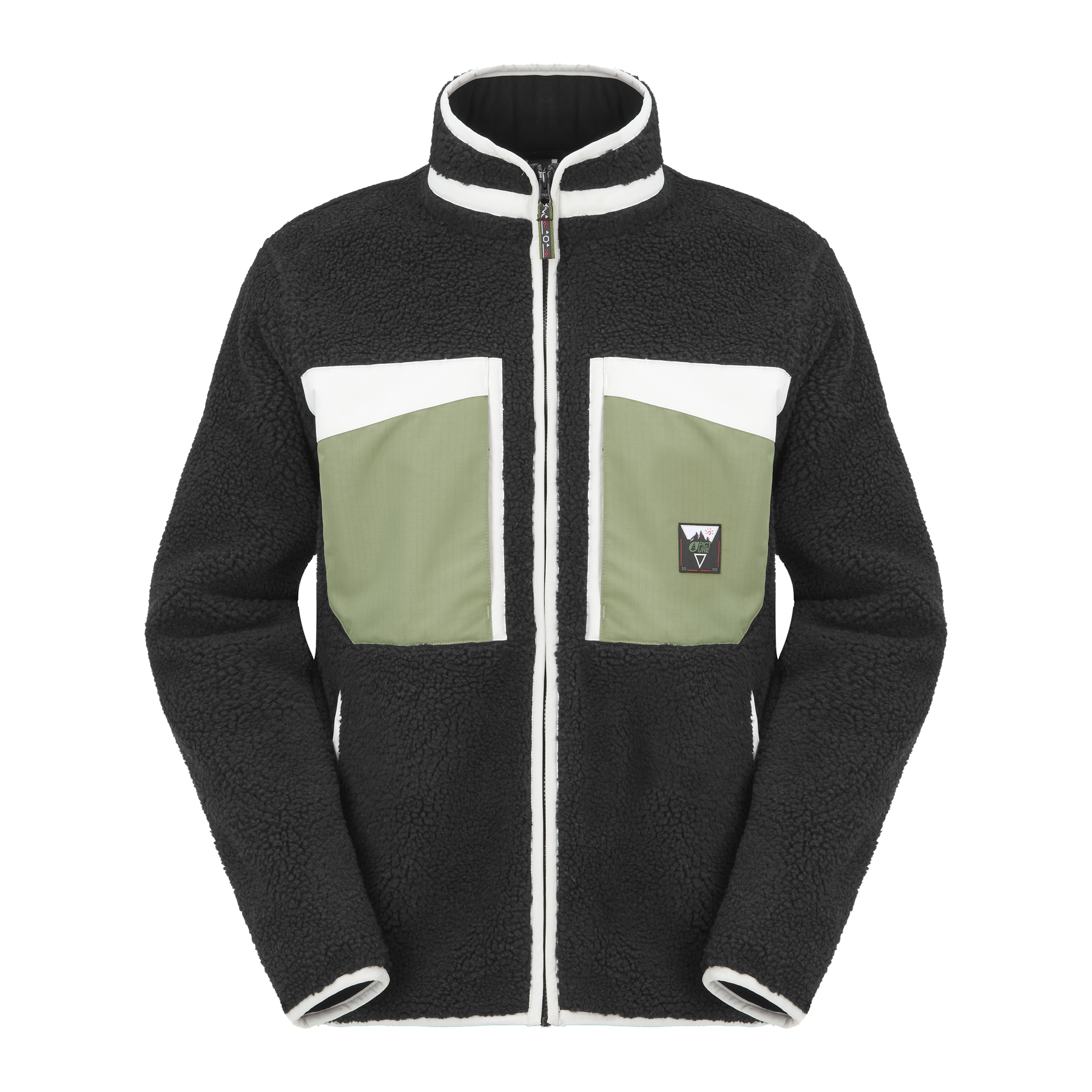 PMBTON ZIP FLEECE __color:Black_/_Olivine#7