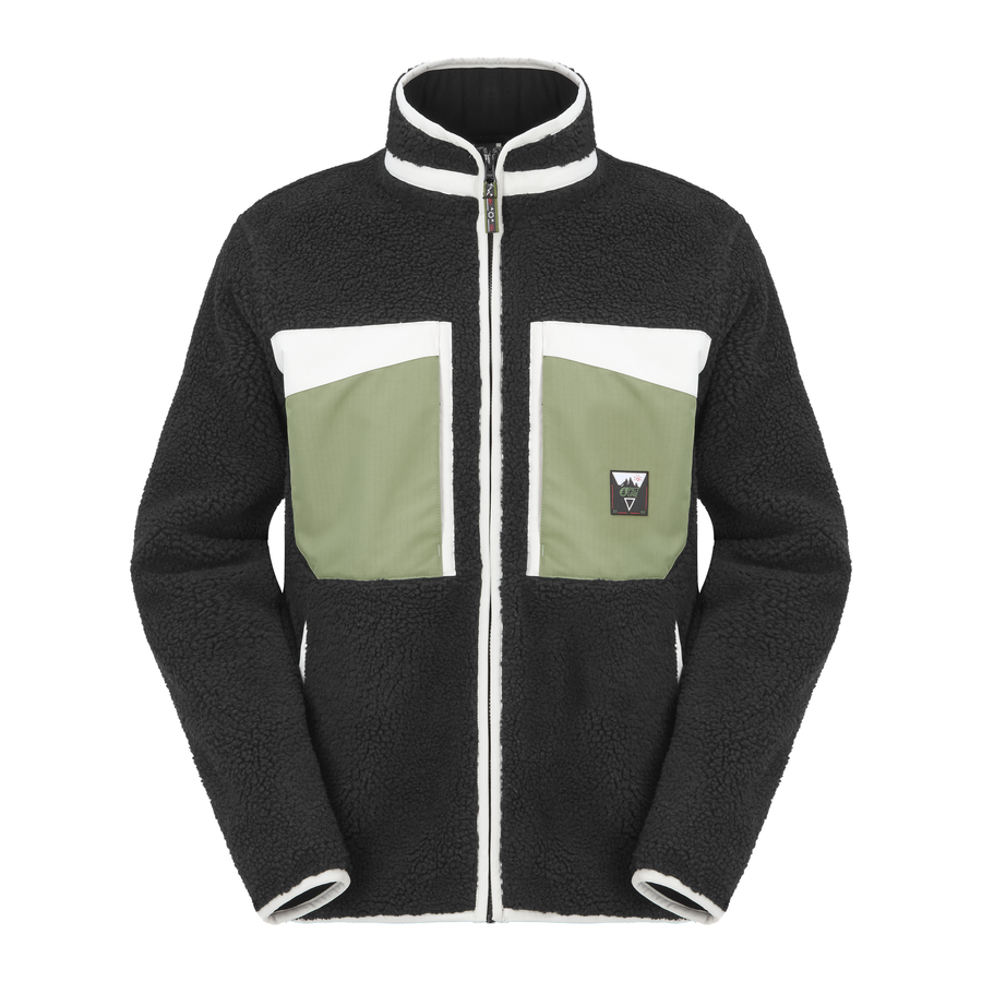 PMBTON ZIP FLEECE __color:Black_/_Olivine#7
