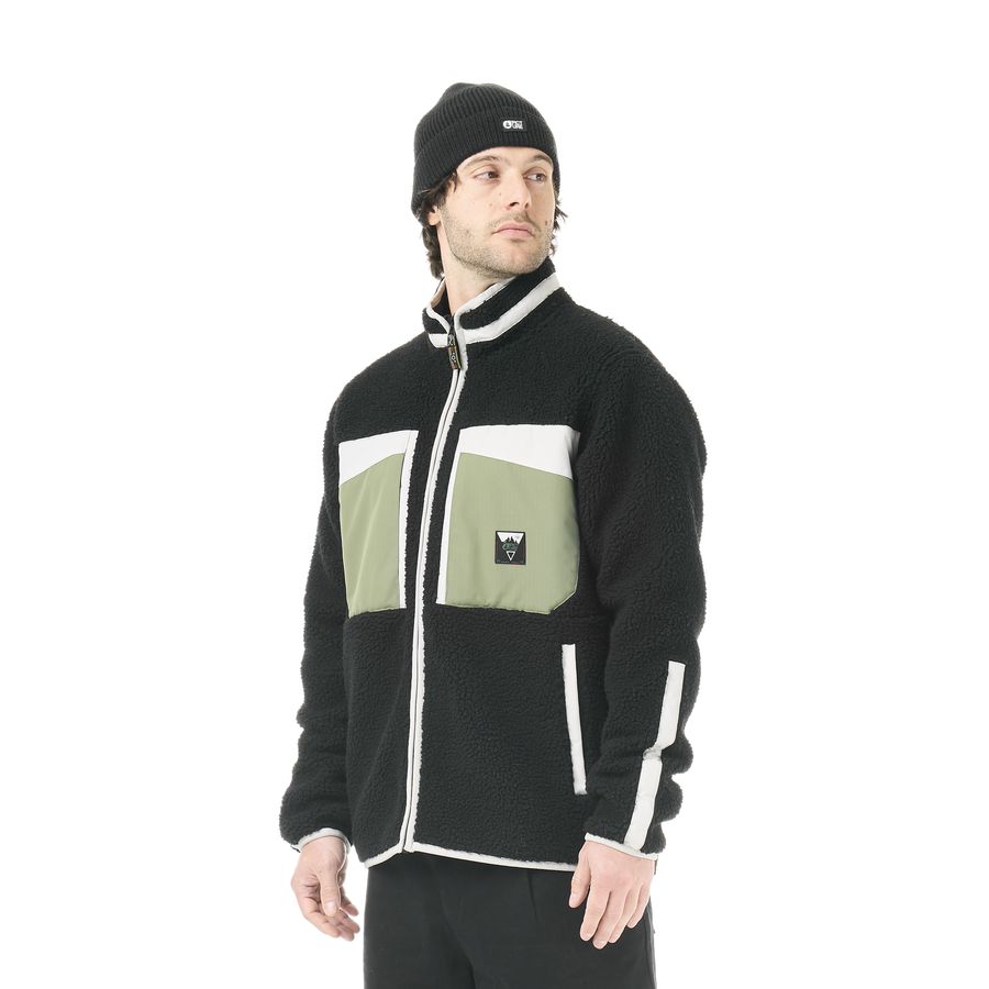 PMBTON ZIP FLEECE __color:Black_/_Olivine#0