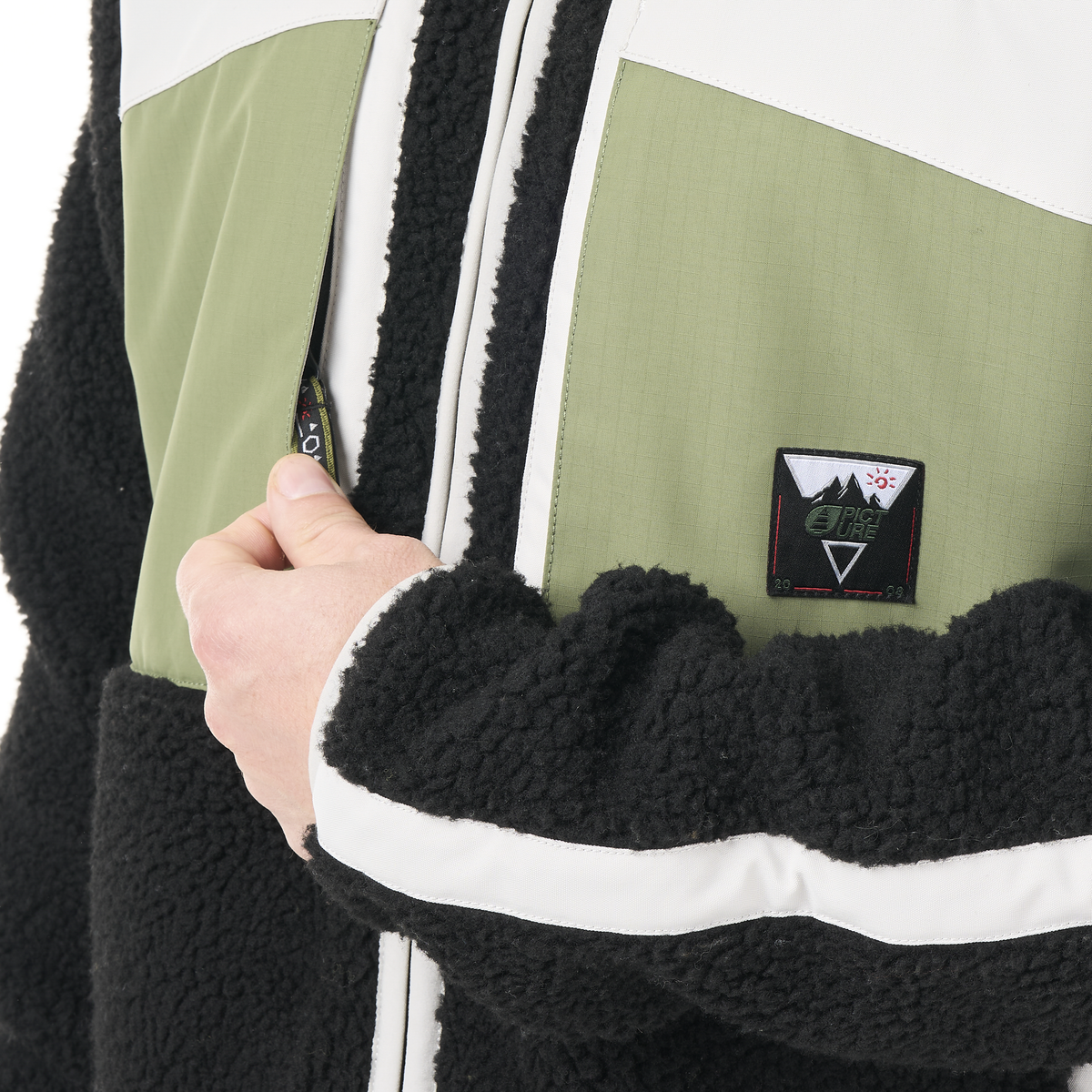 PMBTON ZIP FLEECE __color:Black_/_Olivine#5