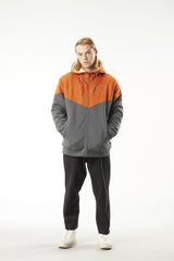 BASEMENT PLUSH ZIP HOODIE __color:Red_Clay_Dark_Grey#46