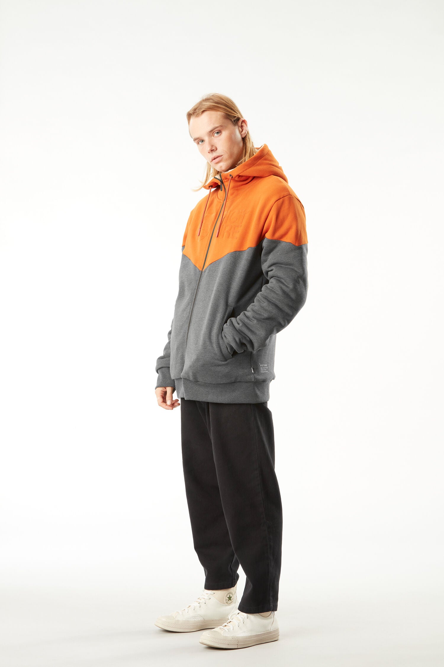 BASEMENT PLUSH ZIP HOODIE __color:Red_Clay_Dark_Grey#48