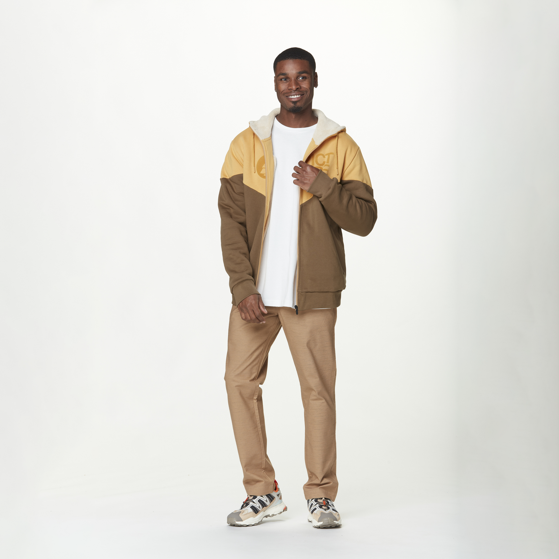 BASEMENT PLUSH ZIP HOODIE __color:Oak_Buff_Bison#40