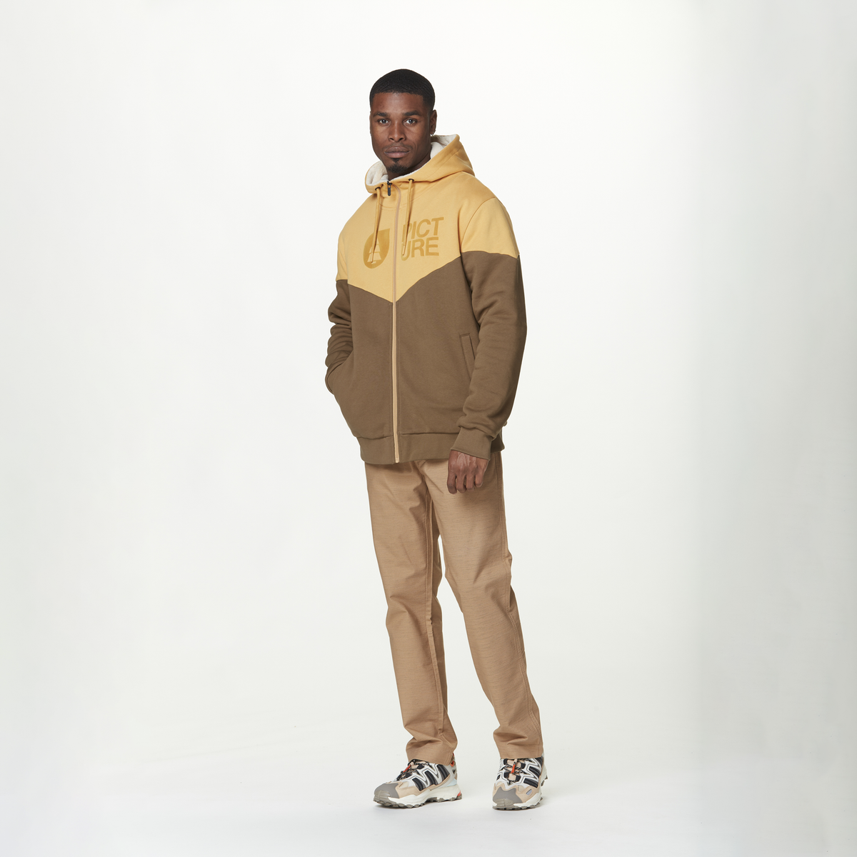 BASEMENT PLUSH ZIP HOODIE __color:Oak_Buff_Bison#42