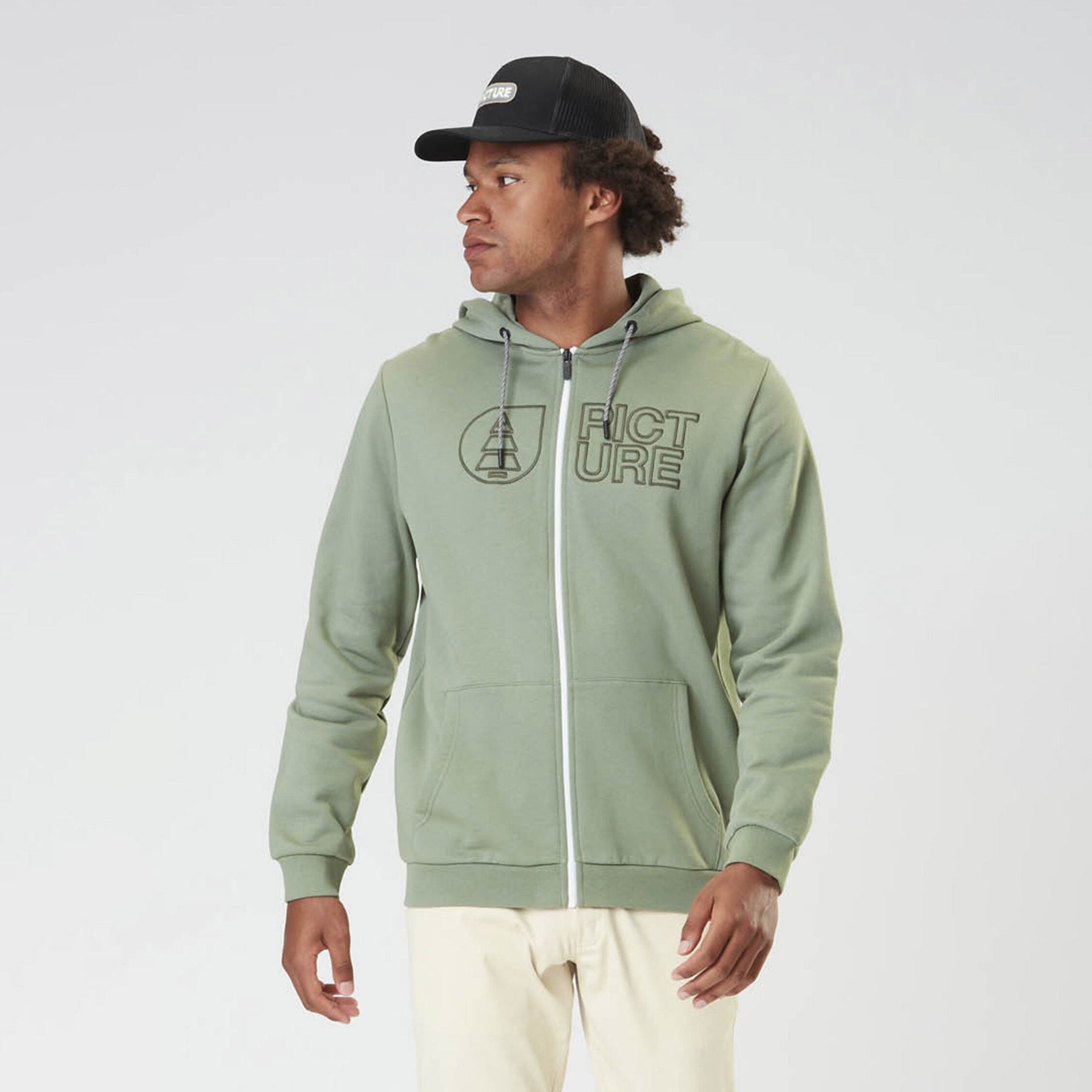 BASEMENT ZIP HOODIE __color:Green_Spray#7
