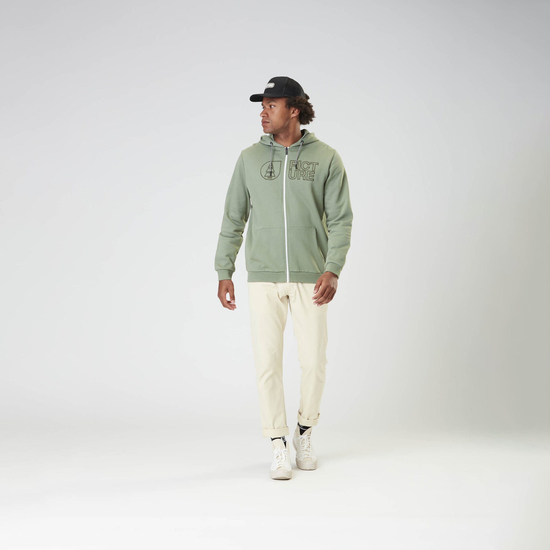 BASEMENT ZIP HOODIE __color:Green_Spray#8