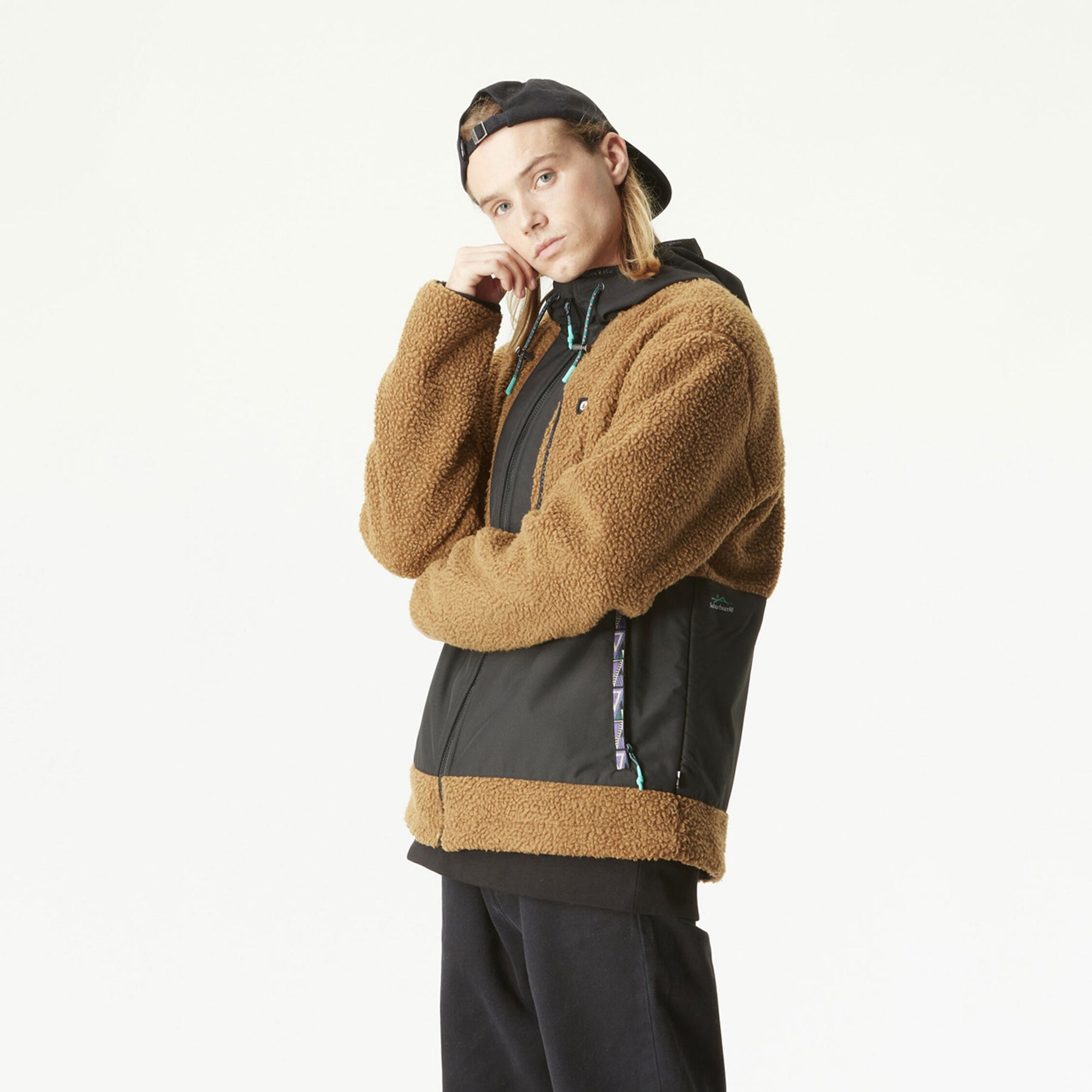 PEMBERTON ZIP FLEECE __color:Chocolate-Black#0