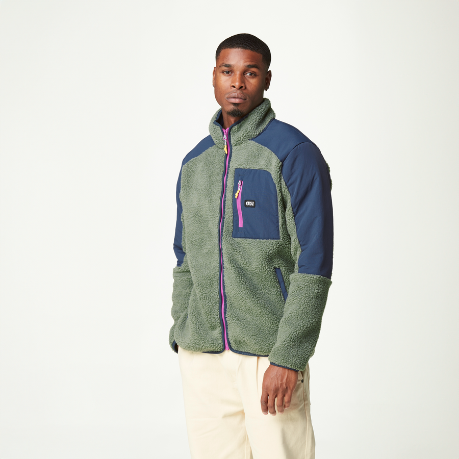 QUILCHENA ZIP FLEECE __color:Green_Spray_Dark_Blue#9