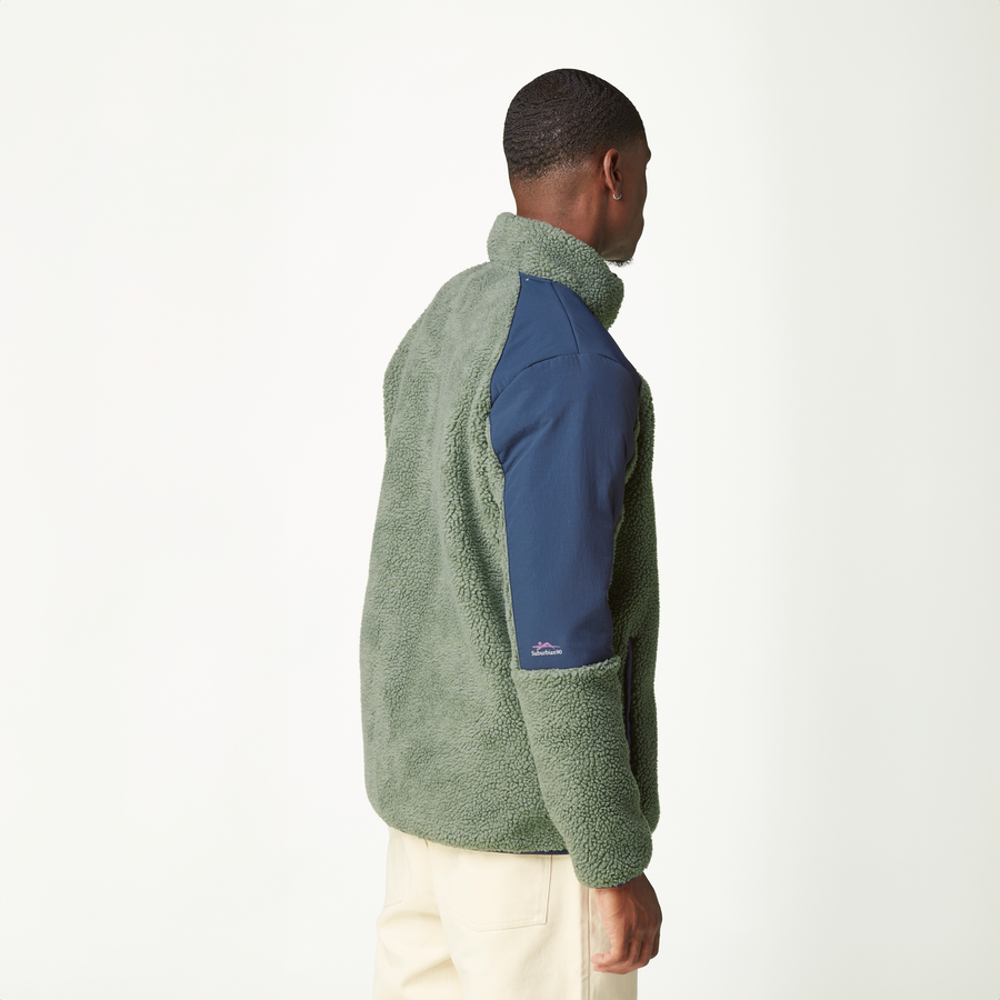 QUILCHENA ZIP FLEECE __color:Green_Spray_Dark_Blue#11