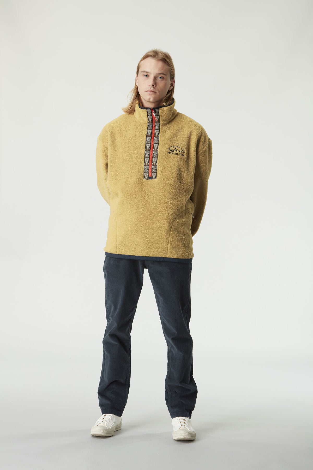 GAMVIK 1/4 ZIP FLEECE __color:Fennel_Seed-Dark_Blue#25