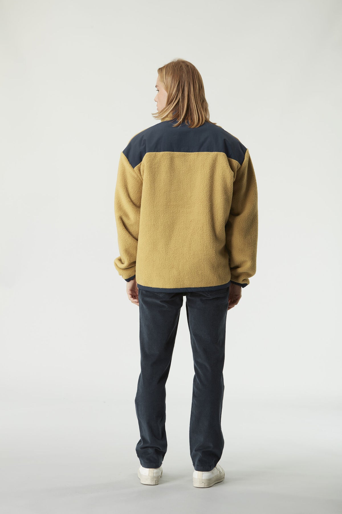 GAMVIK 1/4 ZIP FLEECE __color:Fennel_Seed-Dark_Blue#26