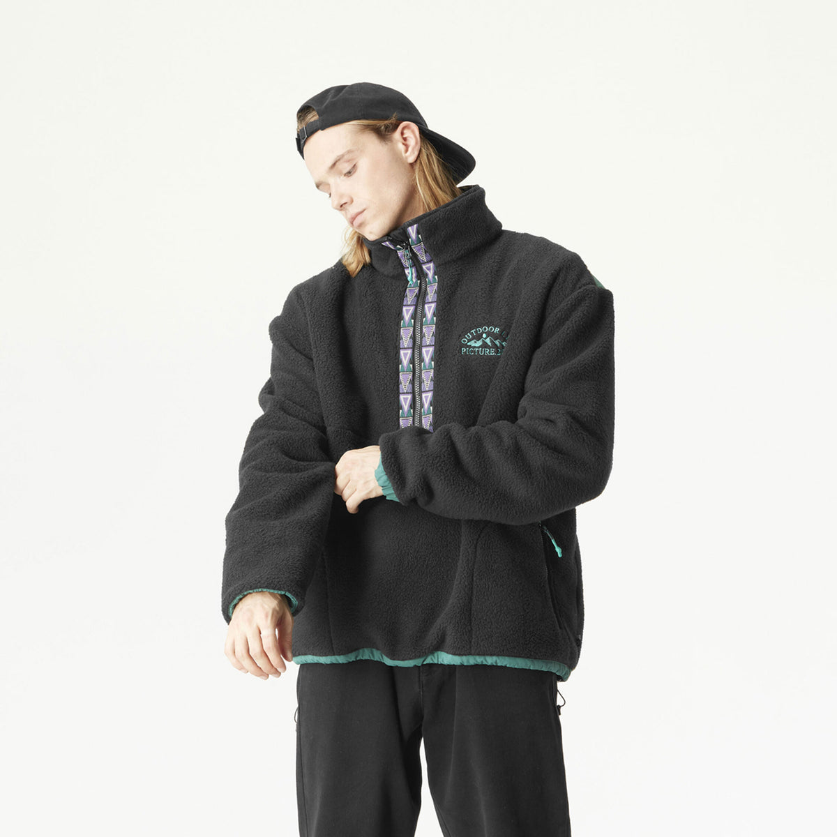 GAMVIK 1/4 ZIP FLEECE __color:Black-Bayberry#6