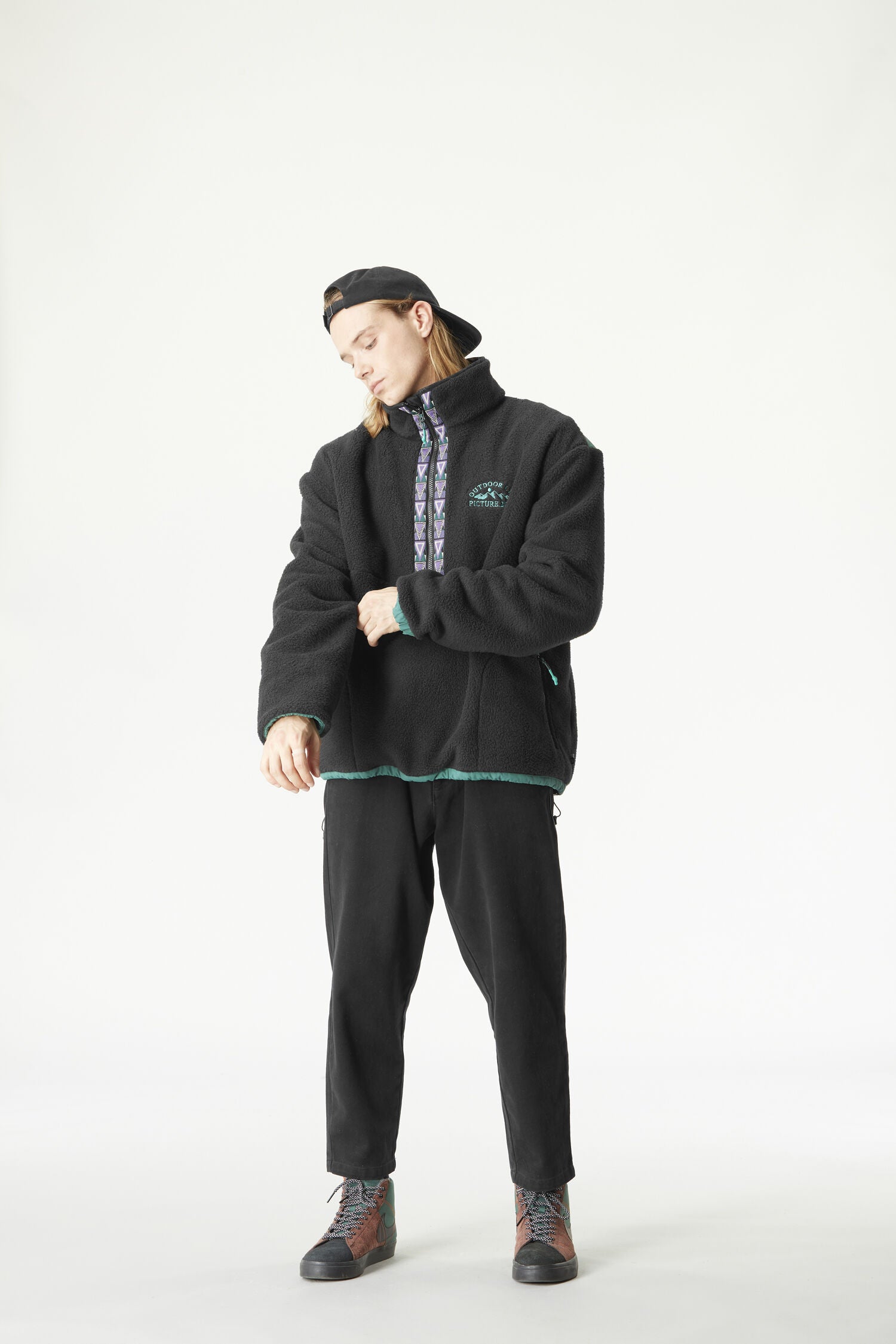 GAMVIK 1/4 ZIP FLEECE __color:Black-Bayberry#9