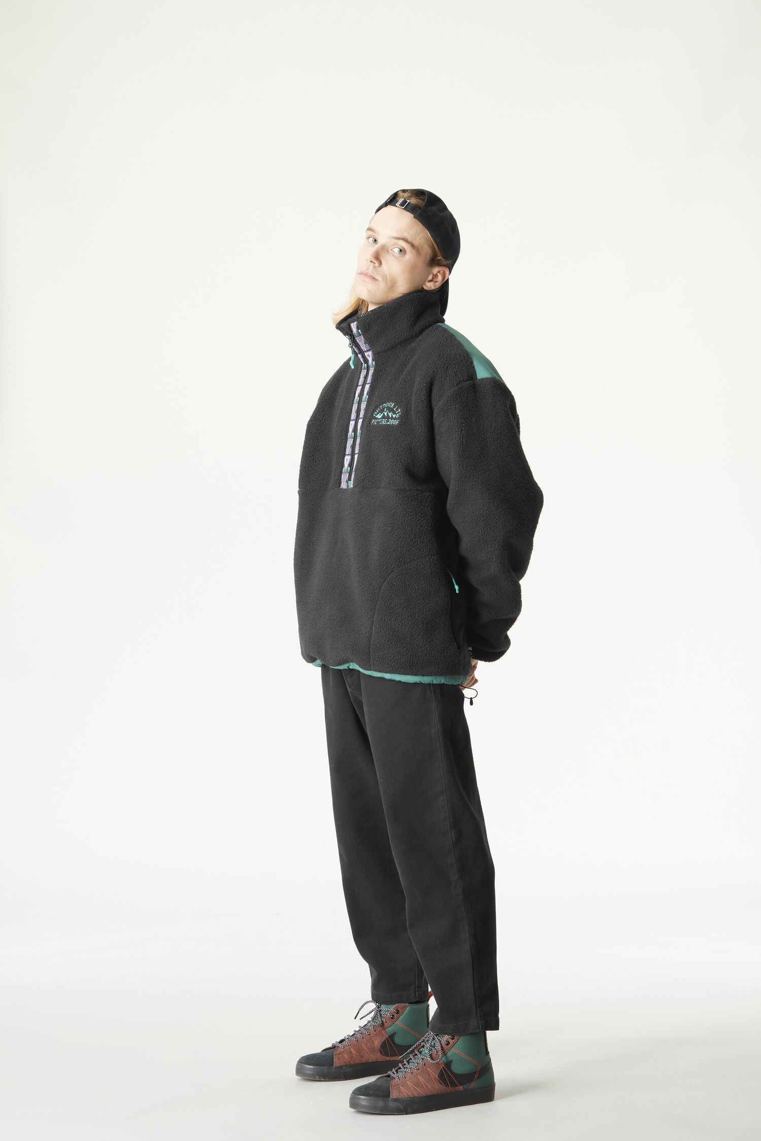 GAMVIK 1/4 ZIP FLEECE __color:Black-Bayberry#11