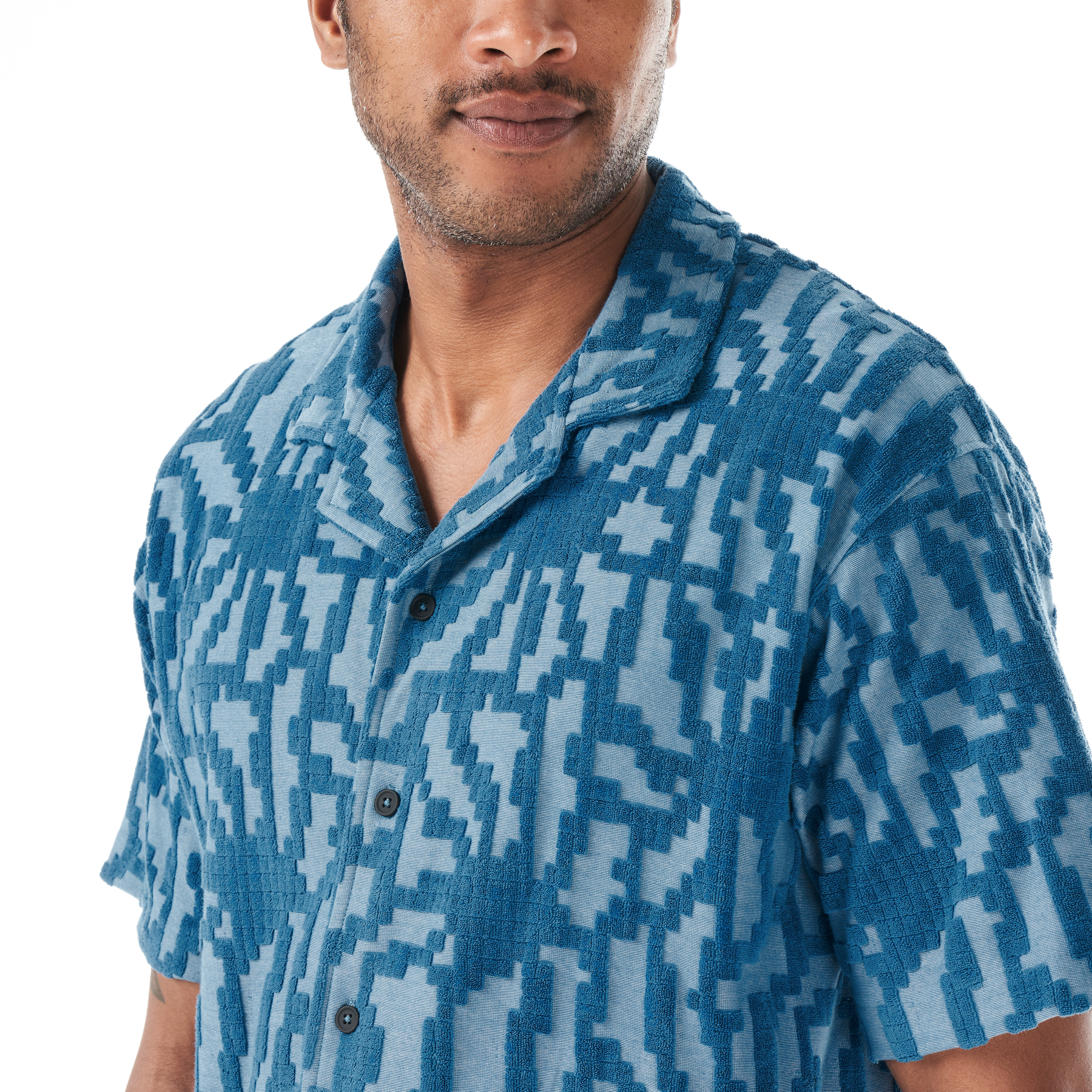 SPONGY SHIRT __color:Blue_Flower_Embossed#3