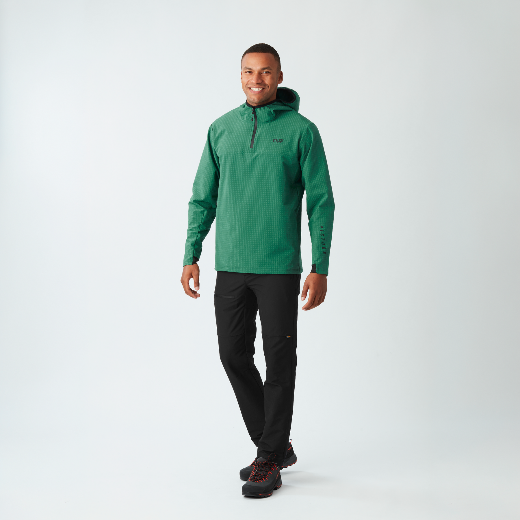 PARAGA 1/4 ZIP HOODIE __color:Smoke_Pine#21
