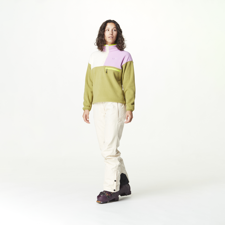 ARCCA W 1/4 FLEECE __color:Green_Moss_Vanilla_Orch#5