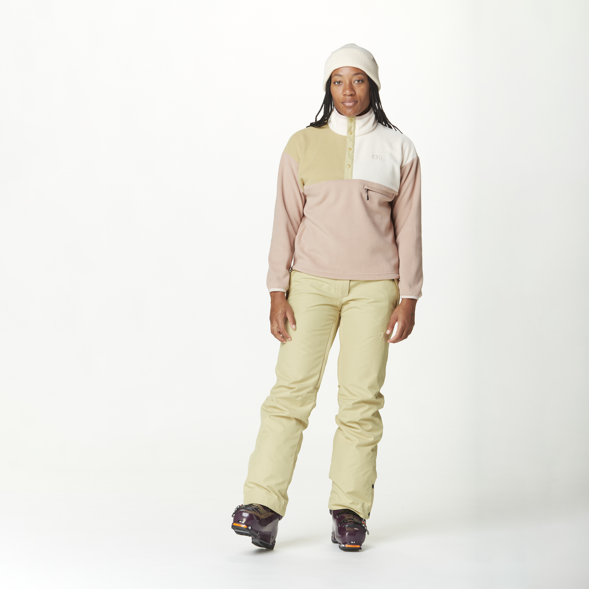 ARCCA W 1/4 FLEECE __color:Roebuck_Hemp_Vanilla#15
