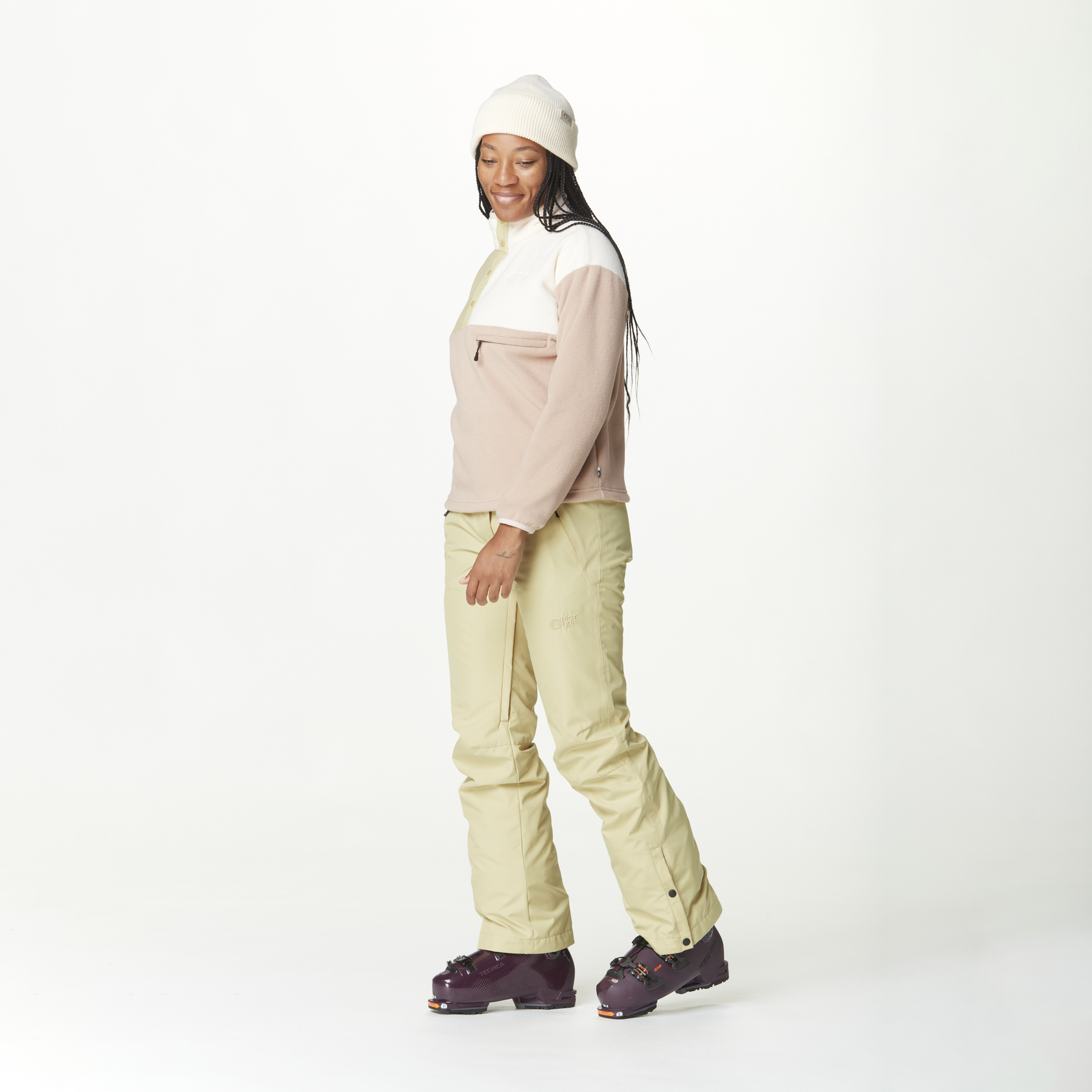 ARCCA W 1/4 FLEECE __color:Roebuck_Hemp_Vanilla#19
