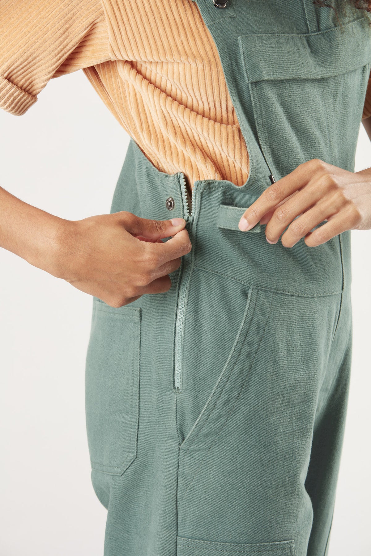 BIBEE DRILL OVERALLS __color:Sea_Pine#7
