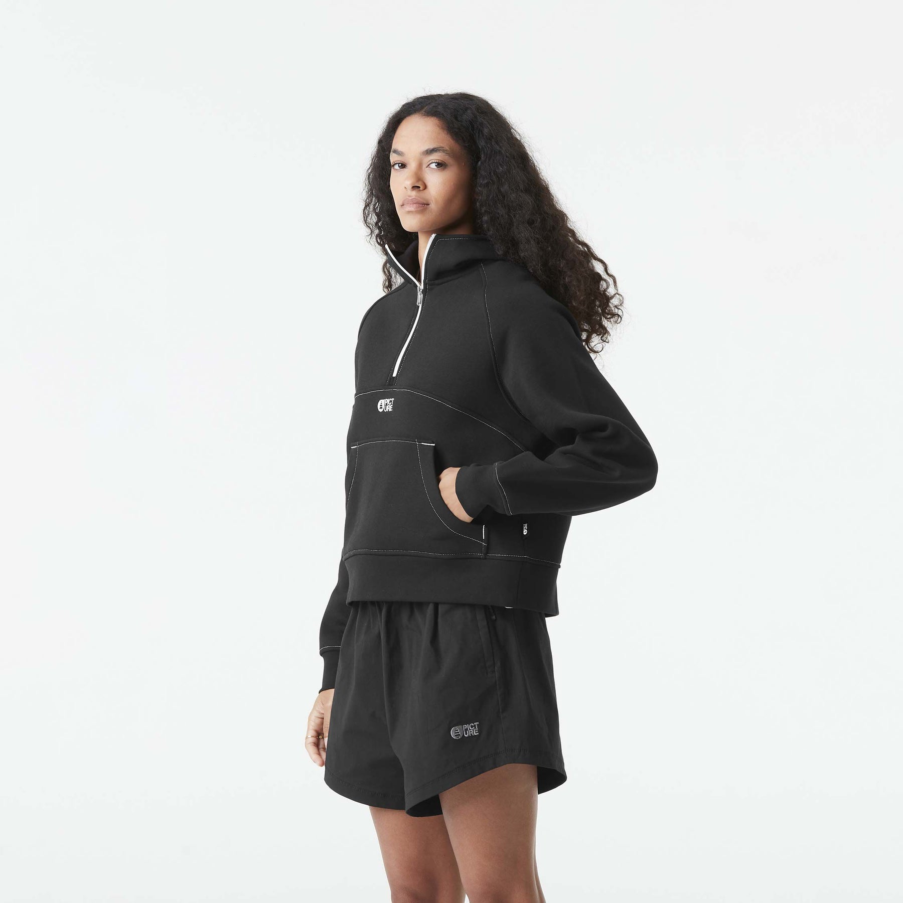QUENDA 1/2 ZIP HOODIE __color:Black#1