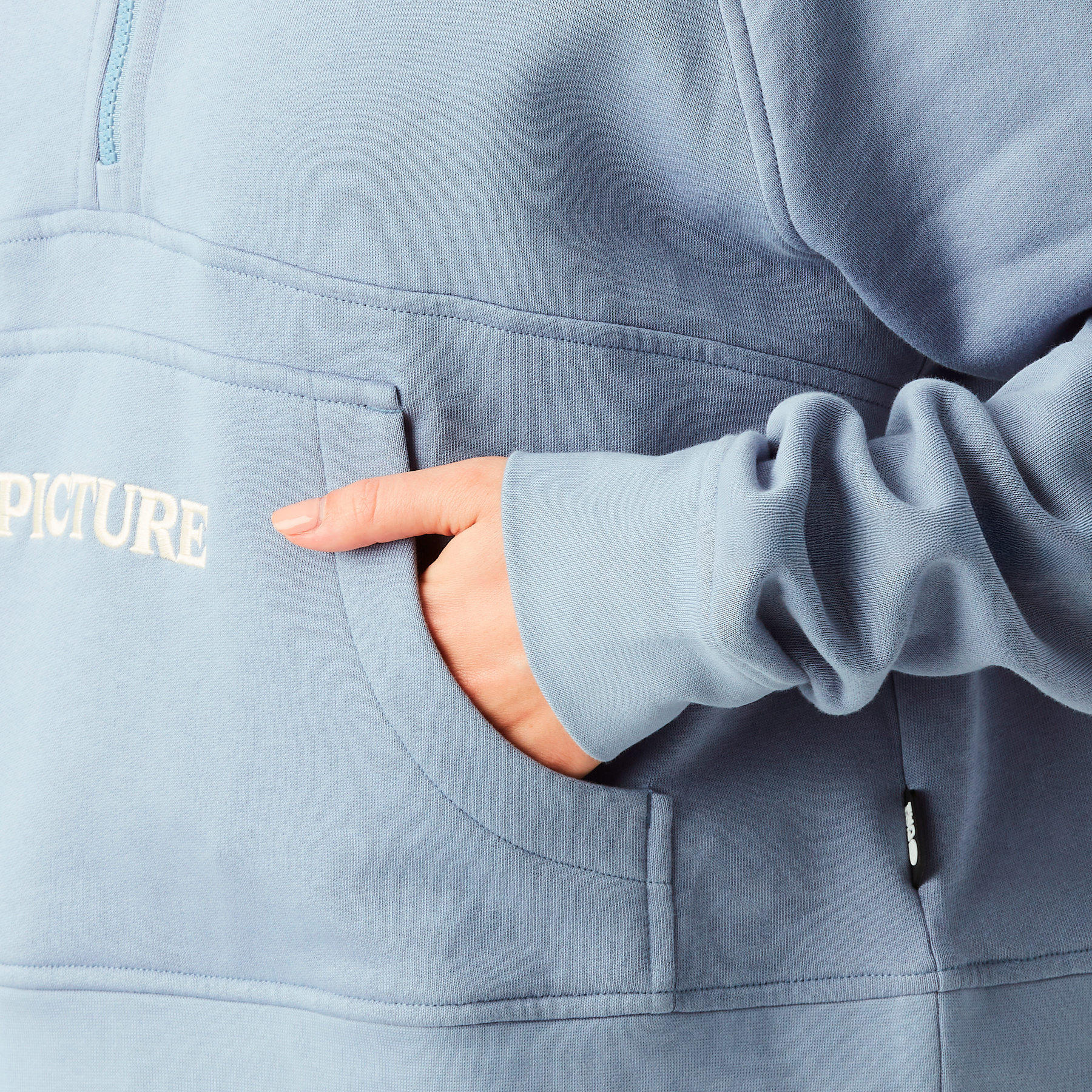 QUENDA ½ ZIP HOODIE __color:Stonewash#3