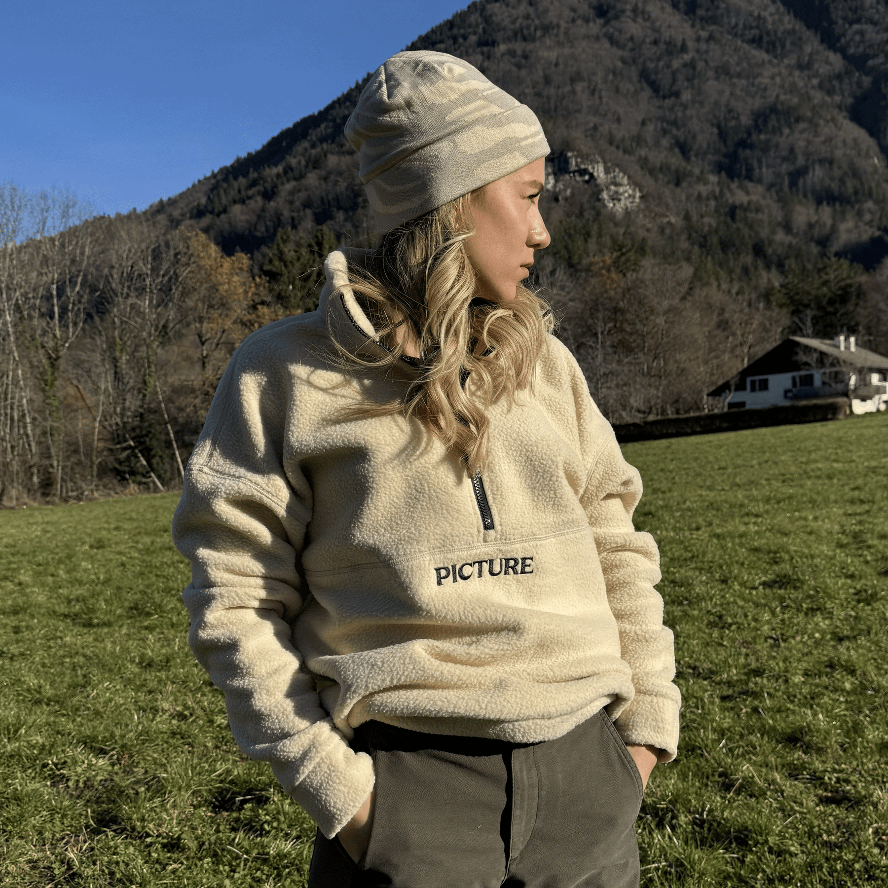 CYLLA 1/4 FLEECE __color:Wood_Ash#7