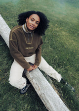 CYLLA CROP 1/4 FLEECE __color:Tobacco#2