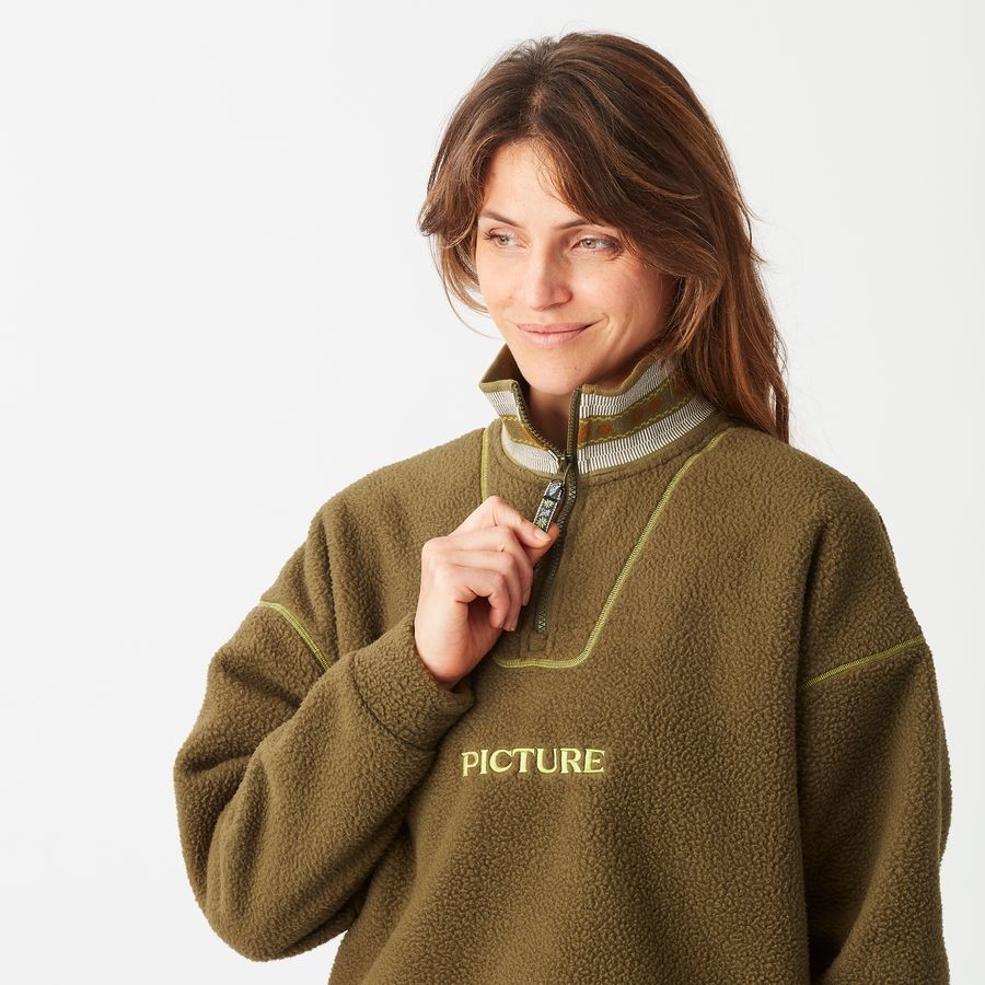 CYLLA CROP 1/4 FLEECE __color:Tobacco#6