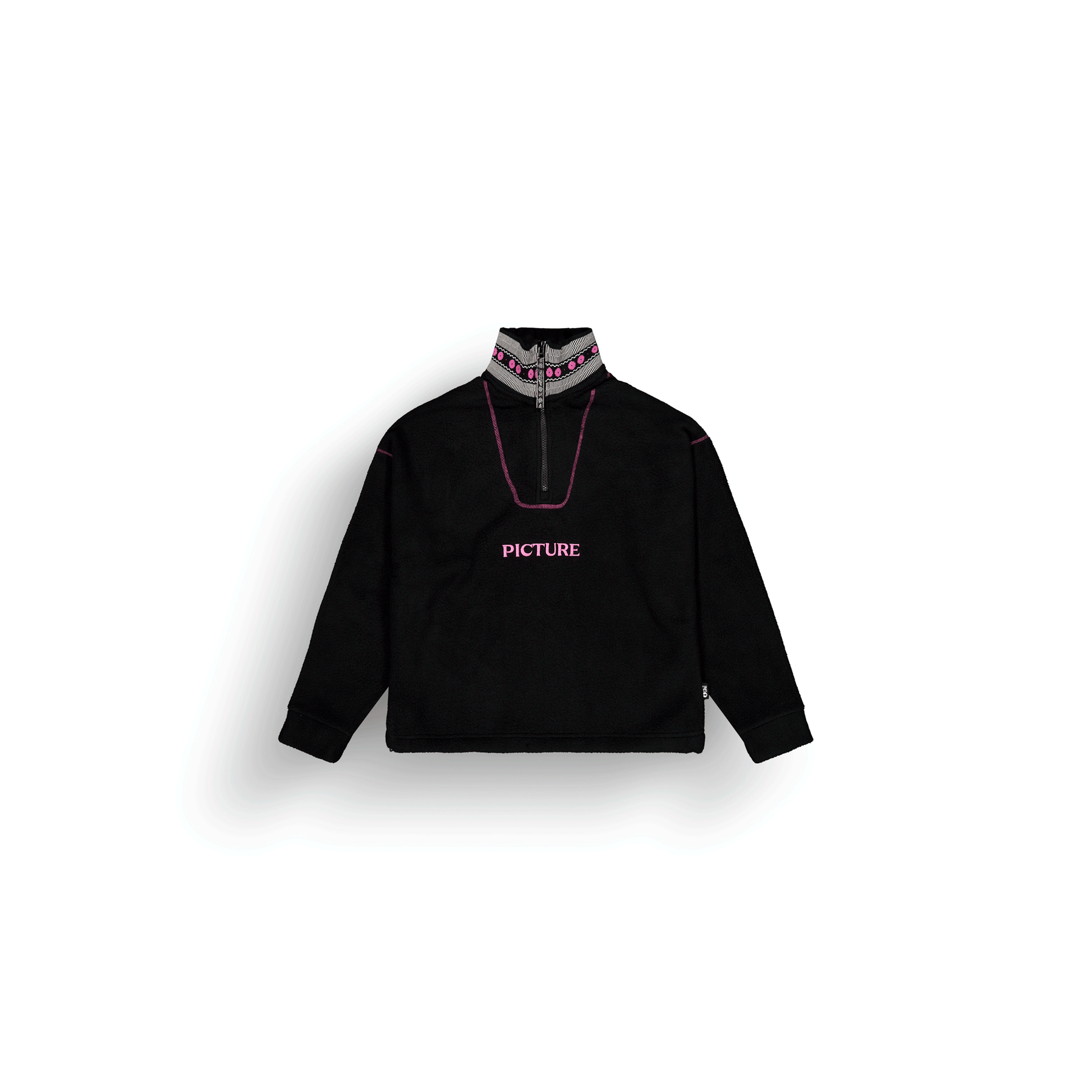 CYLLA CROP 1/4 FLEECE __color:Black#0