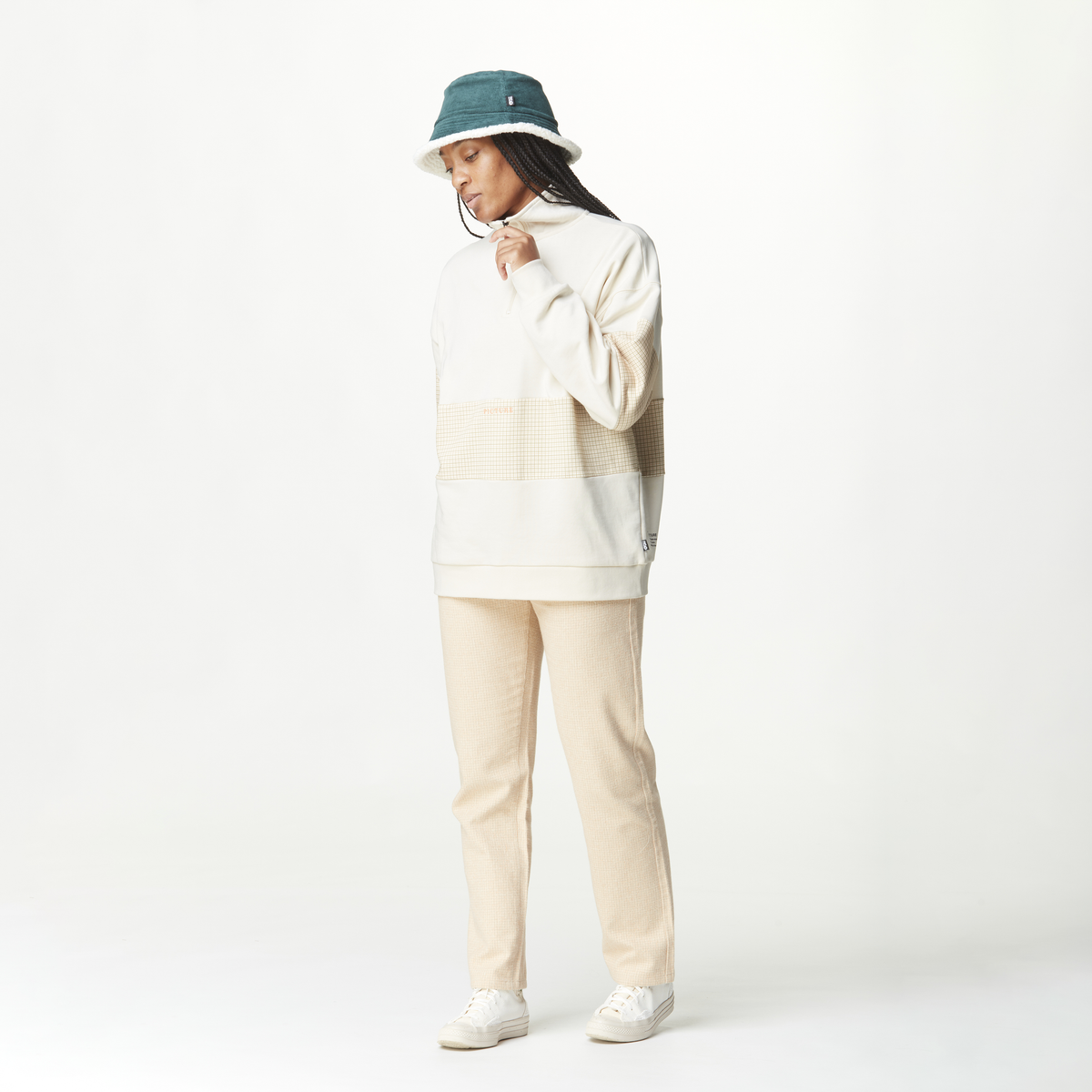 FIR RUGBY 1/4 ZIP SWEATER __color:Whitecap_Gray#14