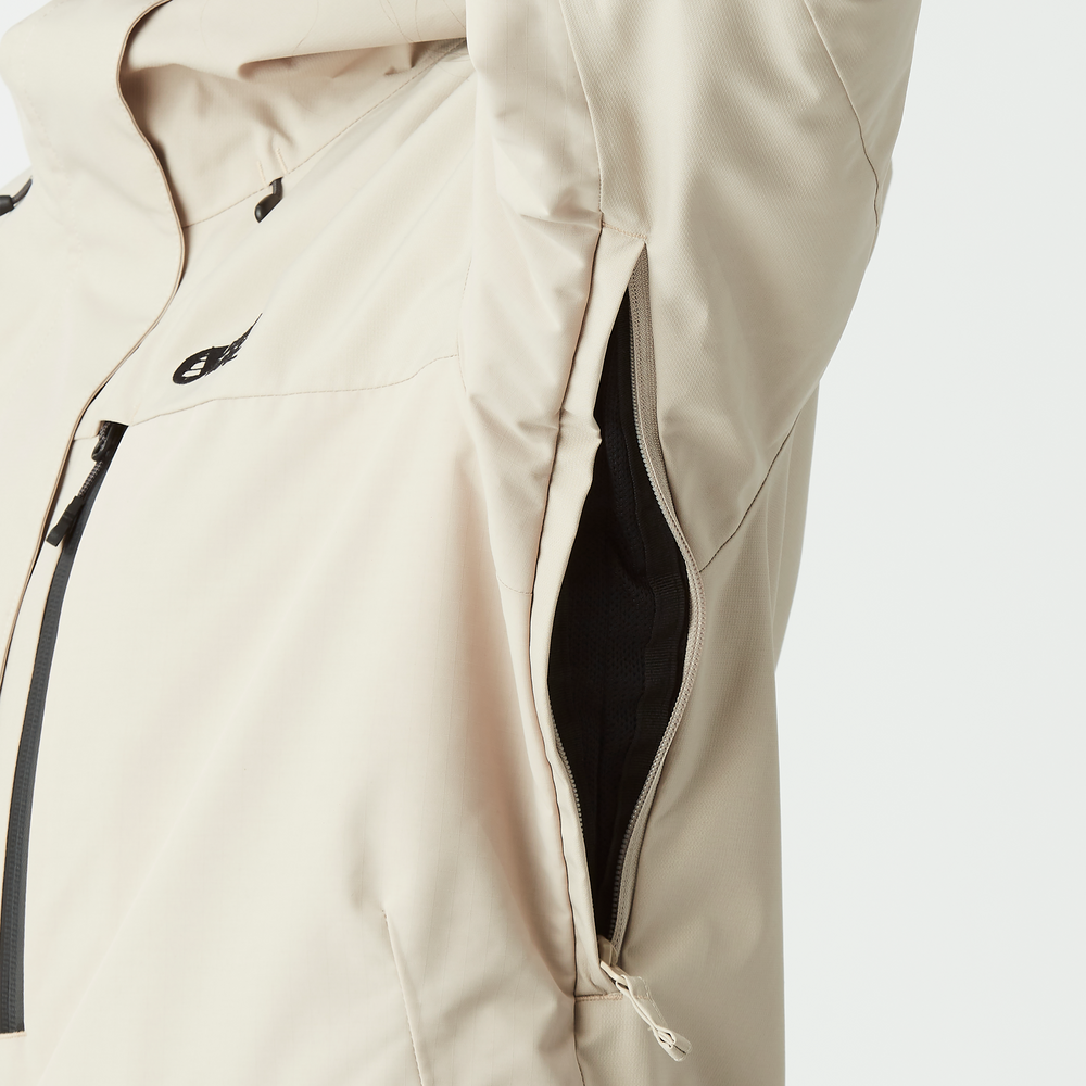 Waterproof pit zips underarm